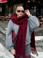 Winter Scarf Women Luxury Autumn Winter Cashmere Scarf Thickened Warm Shawl Classic Tassels Fluffy Scarf Solid Color Soft Shawl