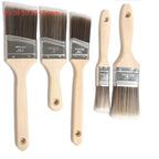 5Pcs Paint Brush Set White Coffee-colored Paint Long-handled Bevel Art-specific Nylon Brushes for Barbecues and Marine Use