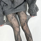 Harajuku Black White Brown Hollowed Out Lace Mesh Pantyhose Floral Rattan Bottomed Stockings Sexy Women Tights Fashion Hosiery