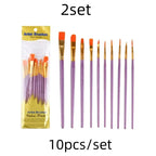 10 pcs set multi-functional watercolor brush pearlescent blue plastic rod multi-color nylon hair hook line gouache oil brush