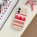 Cream Strawberry Cake Lace Bowknot Phone Case For iPhone 17 Air 16 ProMax 15 14 Plus 13 12 11 Pro Shockproof Silicone Back Cover