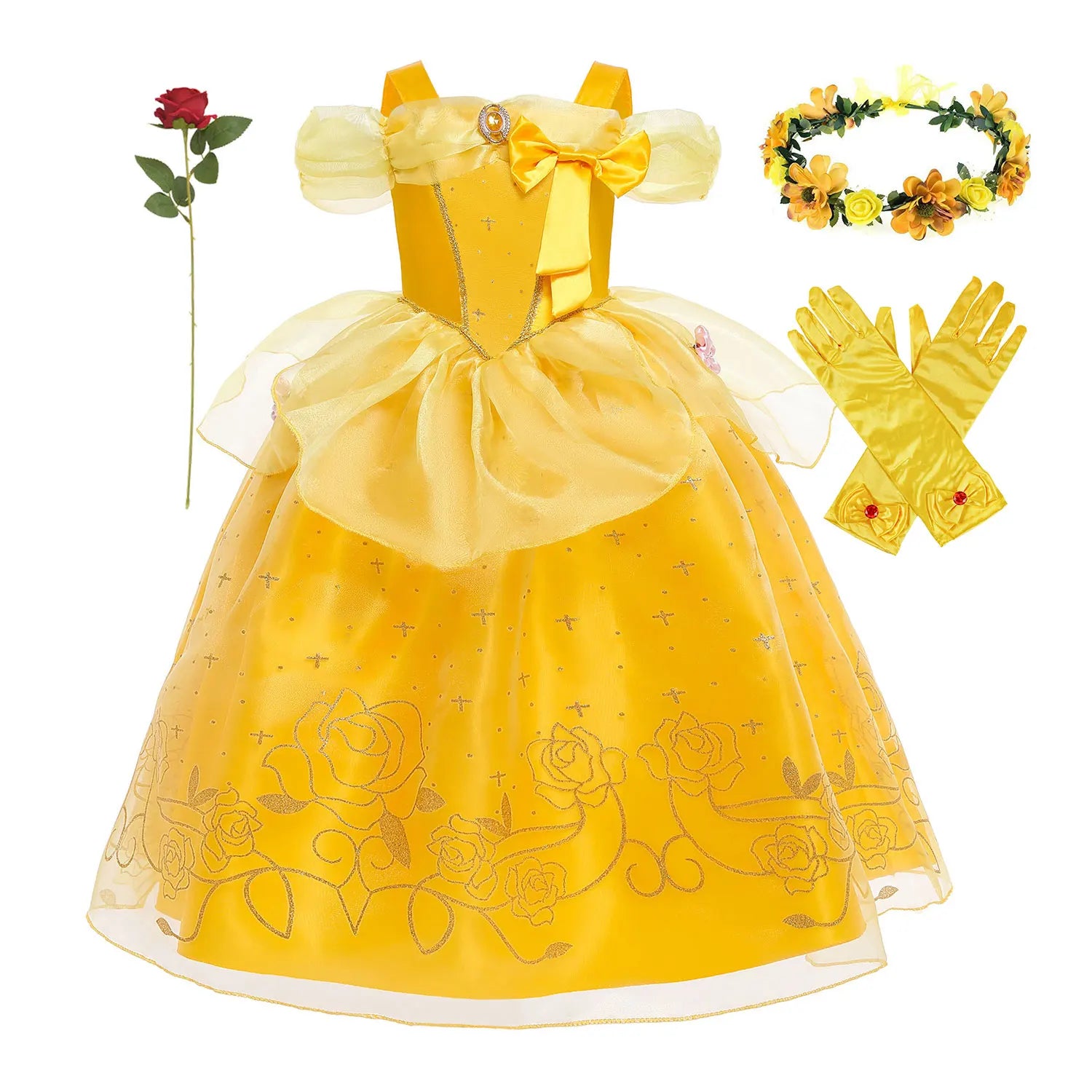 Girls Belle Deluxe Princess Costume – Beauty and Beast Cosplay Dress