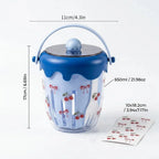 WORTHBUY Double Wall Salad Cup Portable Leak Proof Oat Container With Fork&Handle Drain Fruit Cup Cute Breakfast Cup For Student
