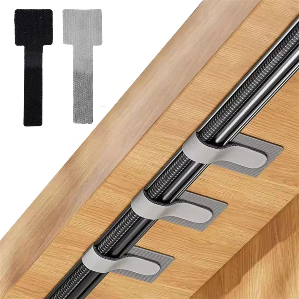 Ties Fastening Wire Reusable Cable Cord Rope Holder Self Adhesive Cord Adjustable Straps In the Office Desk Management
