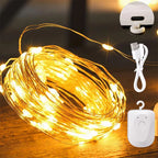 Rechargeable Copper Wire String Lights 8Lighting modes Fairy Light Timer Detachable Design for Halloween Wedding Christmas Decor