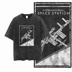 SA ASTRONAUT SPACE THEMES Printed Cotton Acid Washed Graphic Unisex T Shirt Cool Streetwear Men Tshirts Big Size Tee for men