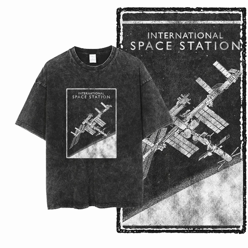 SA ASTRONAUT SPACE THEMES Printed Cotton Acid Washed Graphic Unisex T Shirt Cool Streetwear Men Tshirts Big Size Tee for men
