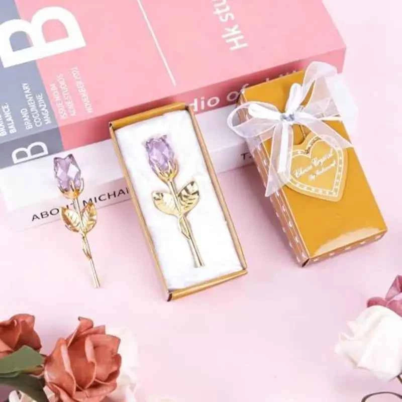 1/2Pcs Eternal Crystal Glass Rose - Valentine's Day Wedding Gift for Girlfriend Wife Artificial Flower Without Box