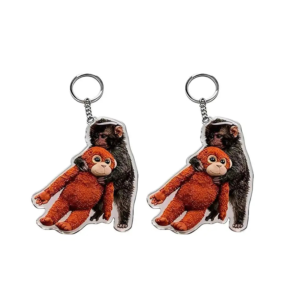 Funny Crochet Monkey Keychain Cute Backpack Bag Charm