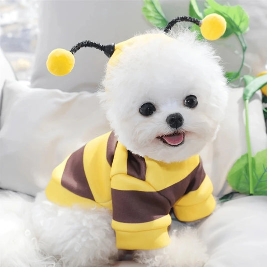 Bee Dog Hoodie – Halloween & Winter Pet Costume for Cats and Small Dogs