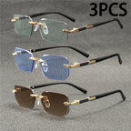 Rimless Rectangle UV400 Fashion Sunglasses for Women & Men