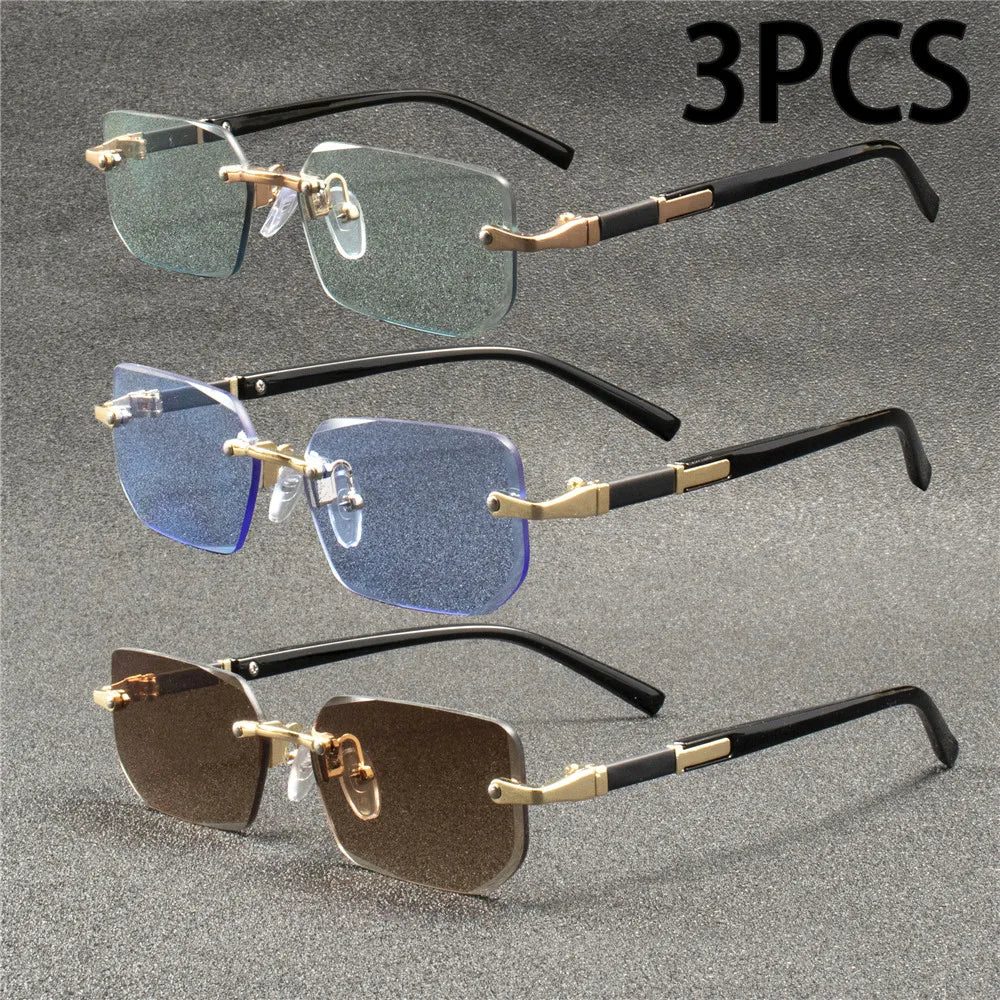 Rimless Rectangle UV400 Fashion Sunglasses for Men & Women