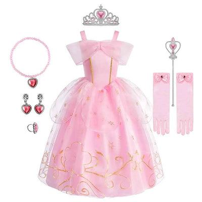 Little Girls Children Sleeveless Pink Dresses Children Summer Clothing Kids Princess Carnival Christmas Luxury Cosplay Dresses