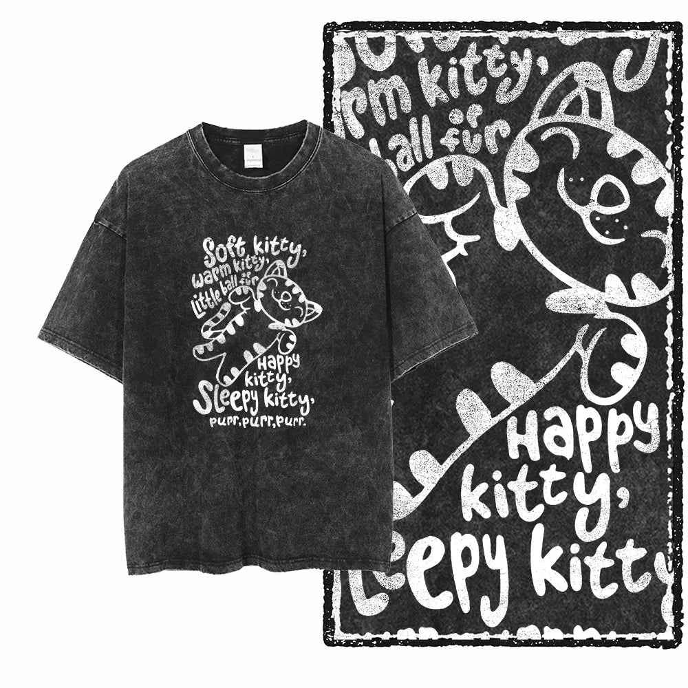 COOLMIND DB cat Printed Cotton Acid Washed Exclusive Graphic Unisex T Shirt Cool Streetwear Men Tshirts Big Size Tee for men