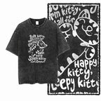 COOLMIND DB Cat Printed Cotton Acid Washed Exclusive Graphic Unisex T Shirt Cool Streetwear Men Tshirts Big Size Tee for Men