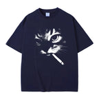 Funny Meme Smoking Cat Face Graphic T-shirts Men Women Casual Cotton Vintage T Shirts Men's Oversized T-shirts Cats Lovers Gifts