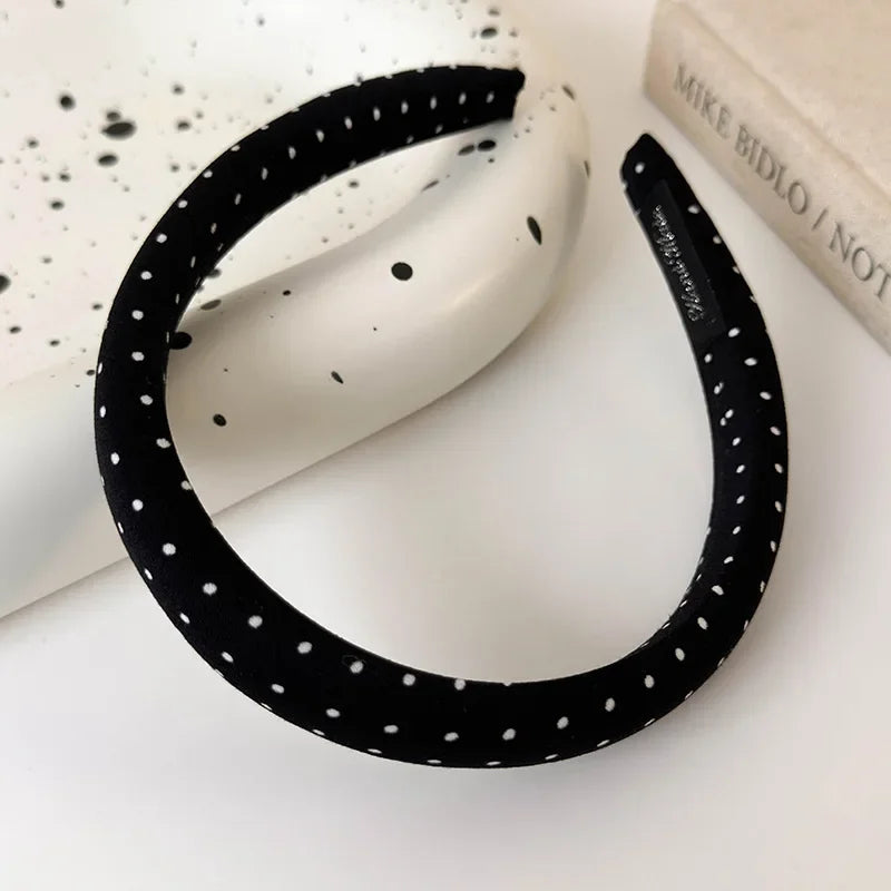 Retro Satin Polka Dot Sponge Headbands for Woman Fashion Temperament Hair Hoop Wash Face Hair Band Female Party Hair Accessories