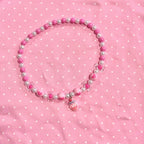 2pcs/set Cute Animal Cartoon pink candy Children's sweater necklace pearl bracelet for children gift