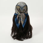 Bohemian Style Floral Print Women’s Square Silk Scarf Satin Head Wrap Tropical Leaf Flower Design Scarves Bandana Hijab