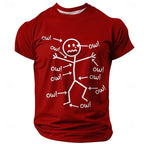 Painful Line Character Graphic T-shirt For Men Funny Street Casual Solid Color Short Sleeve T Shirts 3D Print Humour Design Tee