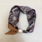1/2PCS Elegant Pearl Tail Magnetic Clasp Scarf Summer New Versatile Breathable Fashion Artistic Accessory Neck Wrap Scarves
