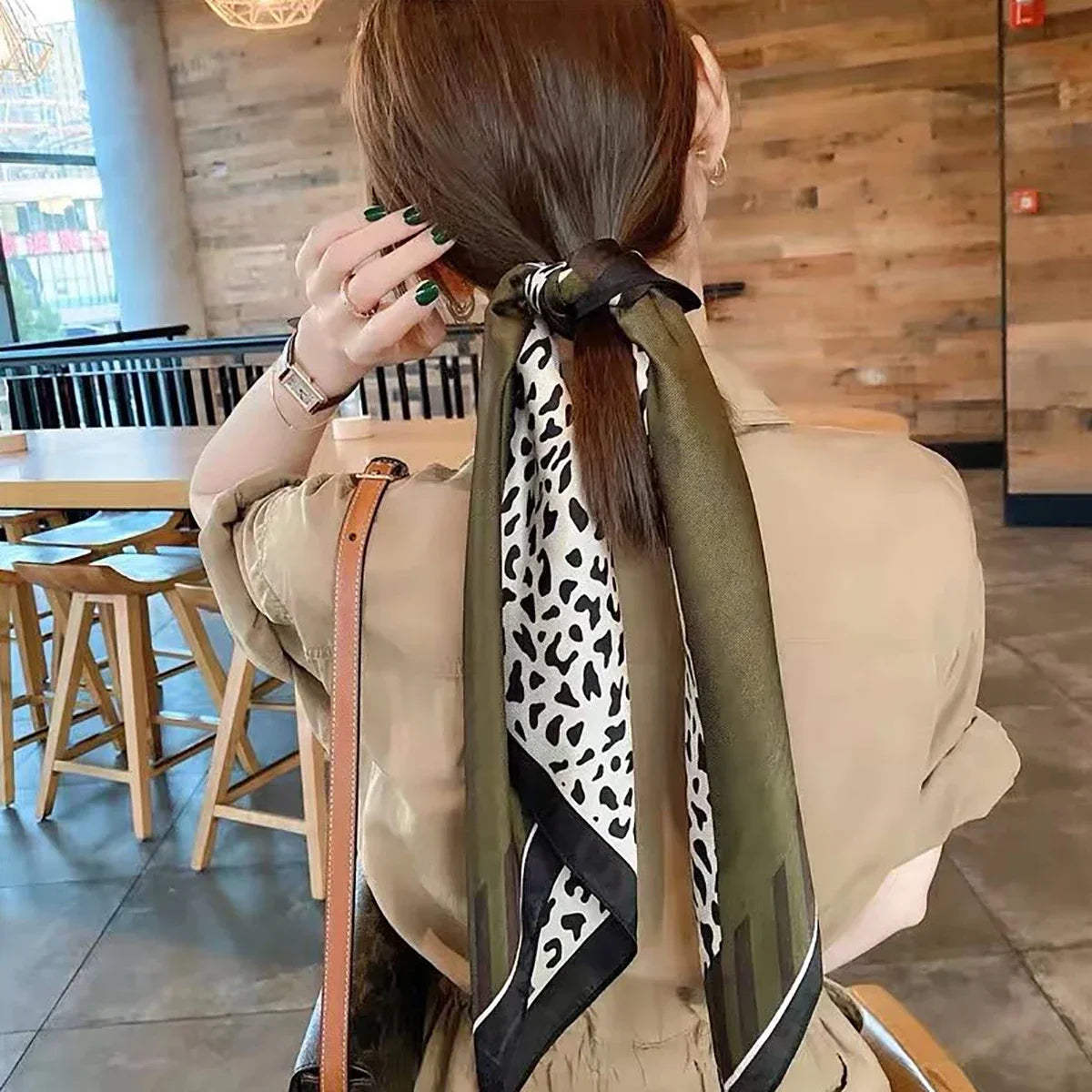 70cm Pink Floral Silk Scarf for Women Simulated Silk Fresh and Elegant Versatile Headwear Clothing Bags and Square Scarf