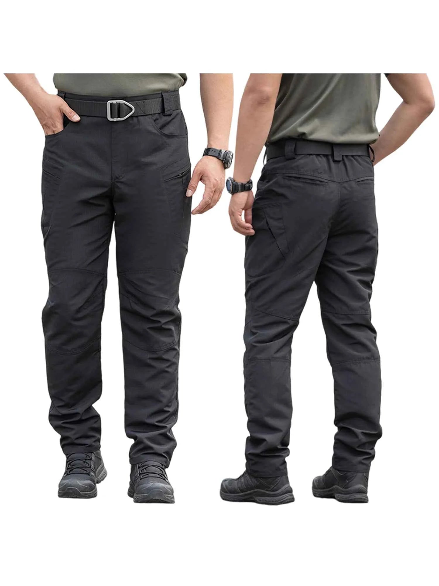 Stylish Men s Cargo Trousers with Multiple Pockets Lightweight and Durable Work Pants in Solid Colors for Casual Wear