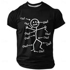 Painful Line Character Graphic T-shirt For Men Funny Street Casual Solid Color Short Sleeve T Shirts 3D Print Humour Design Tee