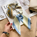 Luxury Silk Feeling Square Scarf Women 2025 Print Satin Neckerchief Spring Hair Band Foulard Bandana Echarpe Tie Shawl Wraps
