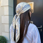Women Spring Summer Square Scarf 90*90cm Satin Silk Scarves Headscarf Female Foulard Beach Bandana Ladies Neckerchief Hair band