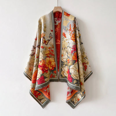 Luxury Warm Poncho Cashmere Winter Women Scarf Floral Jacquard Shawl Wraps Female Thick Pashmina Blanket Bufanda Travel Echarpe
