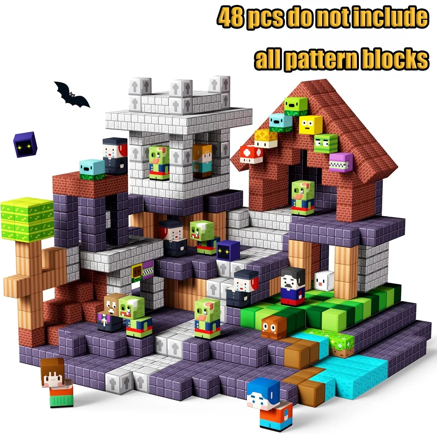 Magnetic Building Blocks Mine World Magnetic Pool Castle Villa Party Construction Brick Cube STEM Boy Girl Children Toy Set Gift