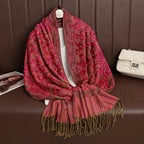 2025 new ethnic style retro shawl cashew flower geometric scarf cloak tassel scarf multi-color variety options available
