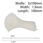 500/200/100Pcs Plastic Nylon Cable Ties Self-locking 1.9/2.7mm Cord Straps Adjustable Fastening Loop Home Office Wire Zip Garden
