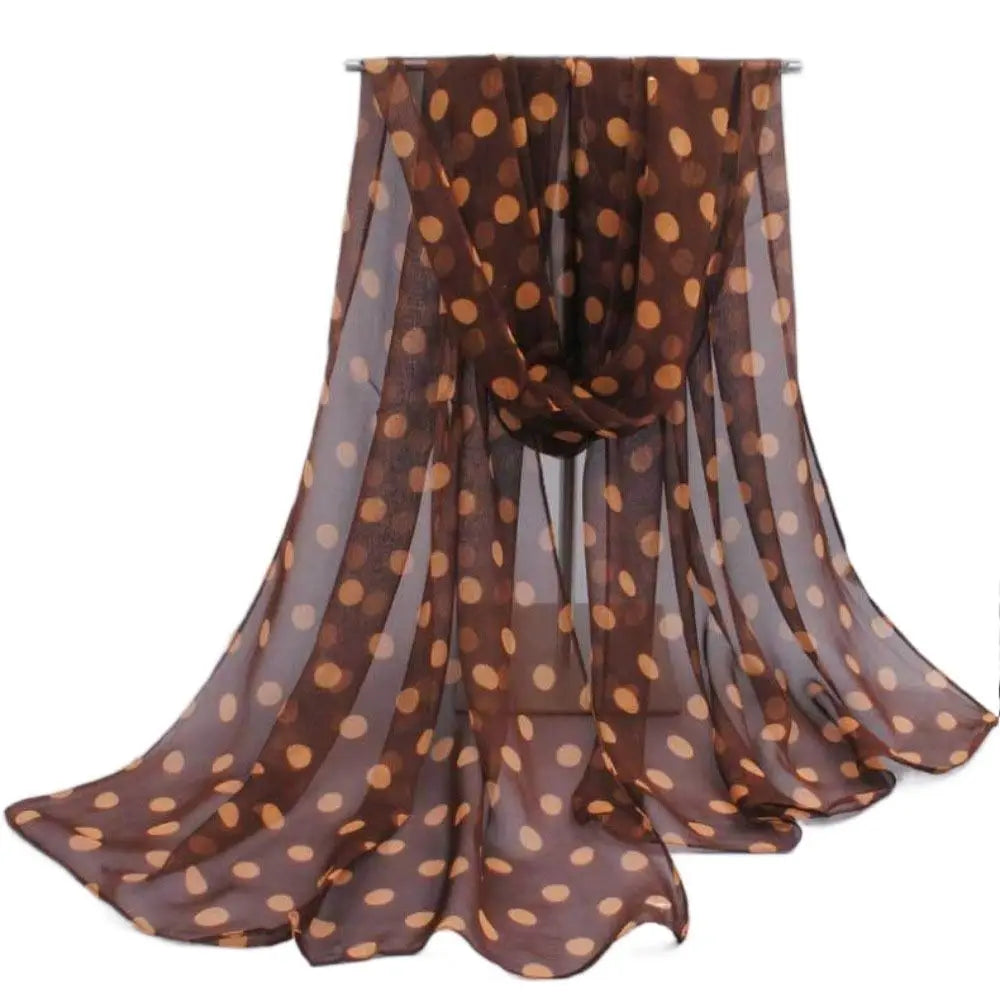 Polka Dot Scarf Ladies Women's Scarf Chiffon Scarf Soft Head Wraps Women's Lady Summer Sunscreen Air Conditioner Shawl