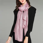 2025 Women's Pure Color Linen Scarf Long Bohemian Beach Wrap Shawl Summer Sunscreen Hijab Stole Versatile Fashion Accessory