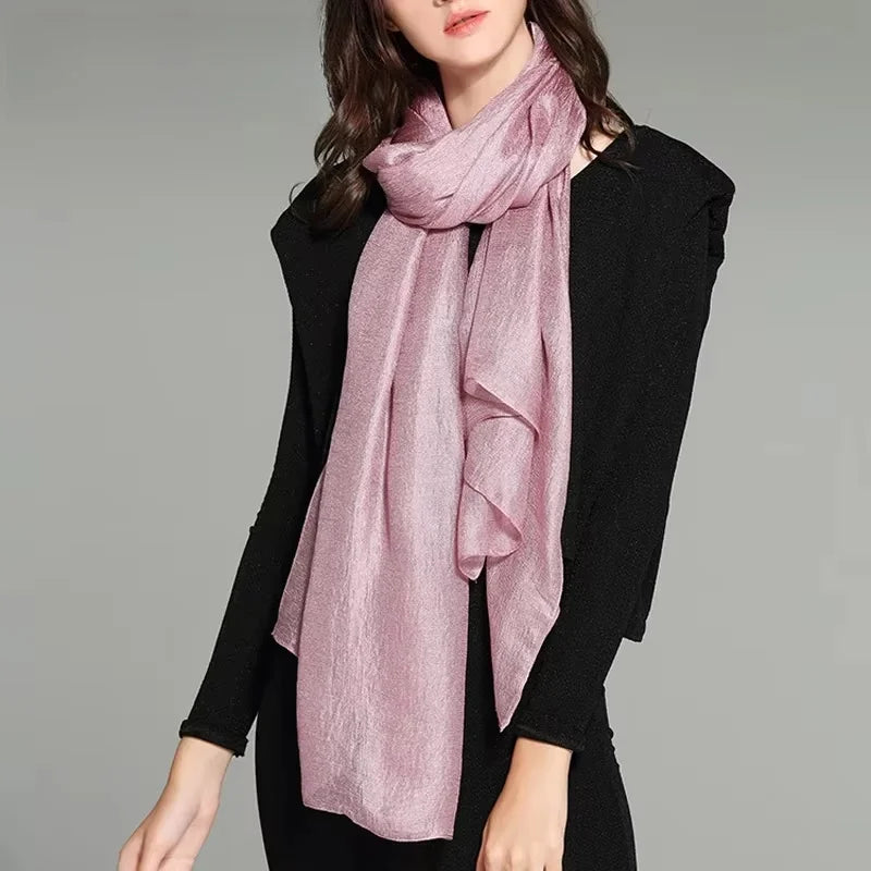 2025 Women's Pure Color Linen Scarf Long Bohemian Beach Wrap Shawl Summer Sunscreen Hijab Stole Versatile Fashion Accessory