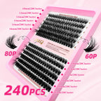 LAKANAKU 168 Fans Diy Cluster Lashes Cat Eye Lashes Invisible Band Premium Mink Manga Lash Clusters