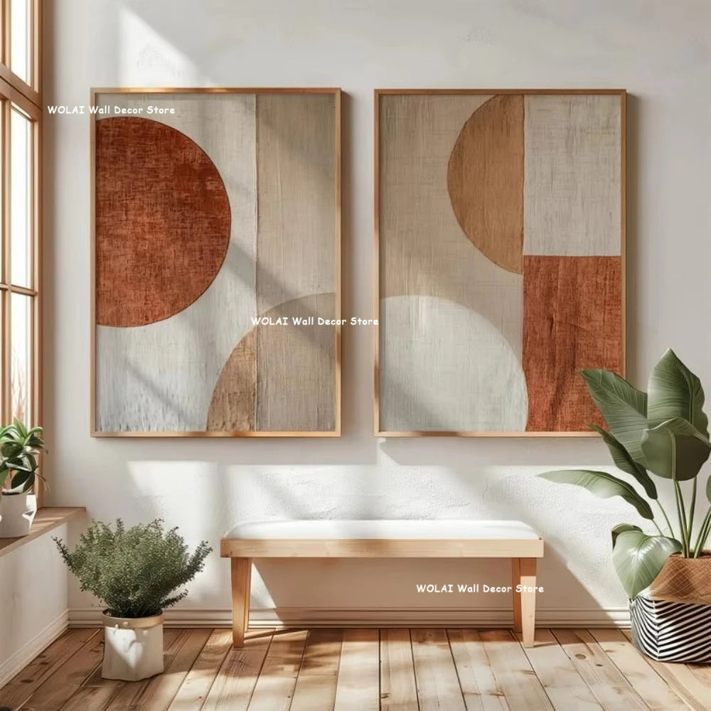 2pcs/set Japanese Retro Wabisabi Mountain Abstract Canvas Printing Abstract Green Sunset Flying Crane Wall Art Poster Home Decor