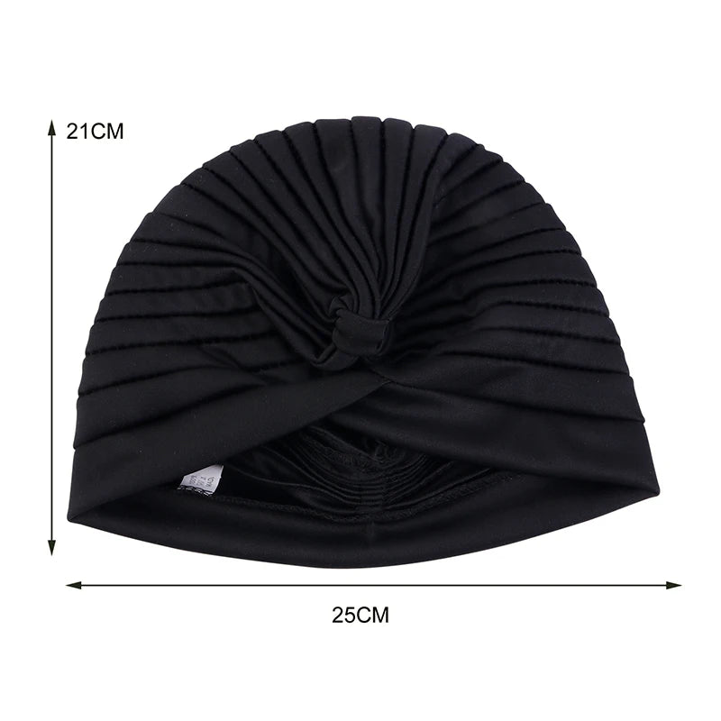 Stretchy Knot Twist Turban Bandanas Women Headscarf Bonnet Muslim Hijab Indian Hats Female Chemo Cap Adult Solid Color Head Wrap