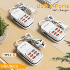 Fast USB Charger 6 in 1 Power Strip Desktop Charging Station Fast Charging Cord EU/UK/US Plug USB HUB Adapter Socket 3PD 3USB