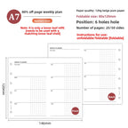 A7 50Sheets Loose Leaf Notebook Refill Spiral Binder Inner Page Weekly Monthly To Do Line Grid Inside Paper Stationery