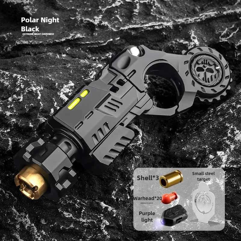 Shell-Ejecting Alloy Toy Pistol Set Stress Relief Fidget Sensory Toy Mini Finger Spinning Top EDC Desk Gadget Gift for Teen Boys