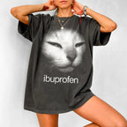 I need Ibuprofen Funny Vintage Graphic Cat T-shirt Meme Shirt Silly Kitten Tshirt Gift Shirts Ironic Tees Gift for Her Him