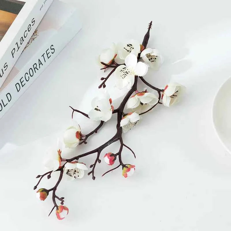 Bonsai Silk Flowers Plum Blossoms Artificial Plant Fake Flowers Pot Flores Sakura Tree Branches Home Room Decoration