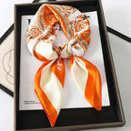 60Colors Luxury Scarf Women 70*70Cm Silk Feel Square Hair Wrapping Foulard Satin Shawl Big Size Head Bandana Hijab Handkerchief