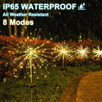 1/2/4PCS Solar Firework Light Waterproof Outdoor 8 Lighting Modes 90-200LED Fairy String Light Christmas 3 Colors Garden Lights