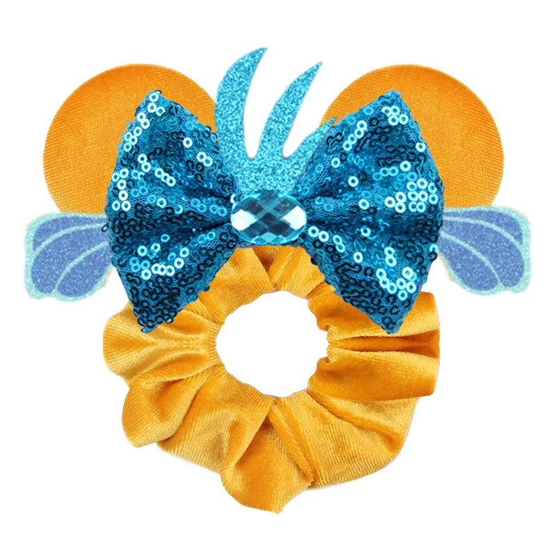 Cute Mouse Ears Velvet Scrunchies Hairband Women Elastic Ponytail Holder Girls Sequin Bow 2023 Kids Party DIY Hair Accessories