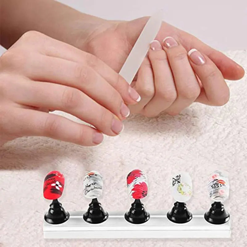 1Set Magnetic Nail Holder Practice Display Stand Nail Polish Acrylic Crystal Showing Shelf Nail Art Tool