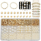 1240PCS 10x17mm CCB Imitation Pearl Acrylic Spacer Beads – DIY Jewelry Making Kit for Bracelets, Necklaces & Craft Accessories
